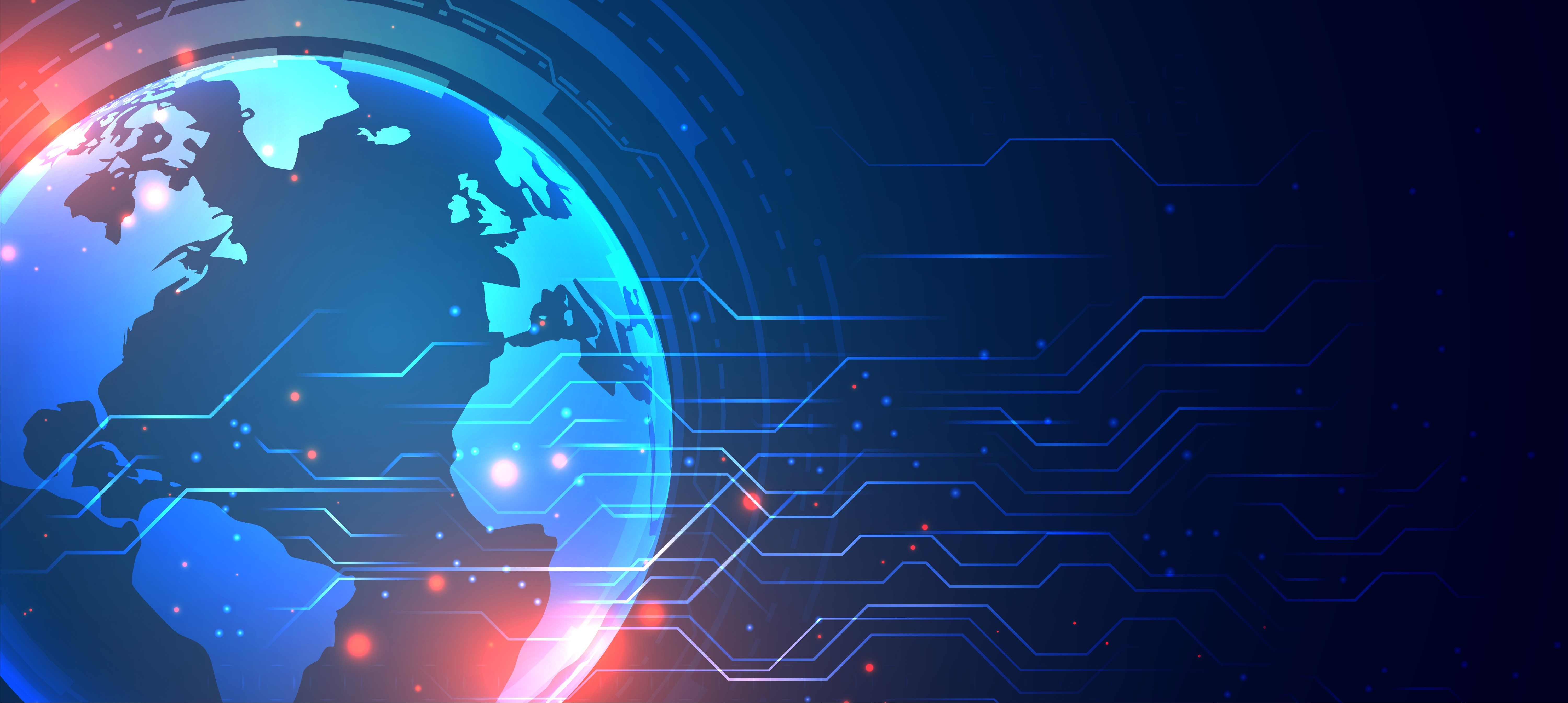 technology background with earth and circuit diagram