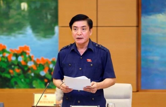 Tổng Thư ký Quốc hội, Chủ nhiệm Văn phòng Quốc hội, Ủy viên Hội đồng Bầu cử Quốc gia Bùi Văn Cường phát biểu.